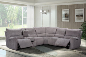 The Remsen 3-Piece Power Reclining Sectional in Latte Brown offers a perfect blend of luxurious comfort and modern convenience. Its soft, textured brown upholstery, accented with touches of gray and beige, is crafted from 100% easy-care polyester, providi