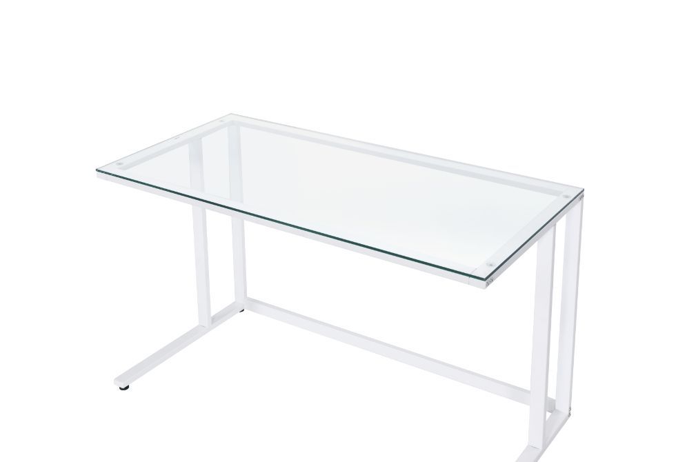 Simple, clean, and appealing, the Tyrese Writing Desk will give your workplace a distinct look with contemporary style. Metal open base with minimal detailing keeps the desk looking fresh and clean and showcases the modern design and openness. Tempered gl