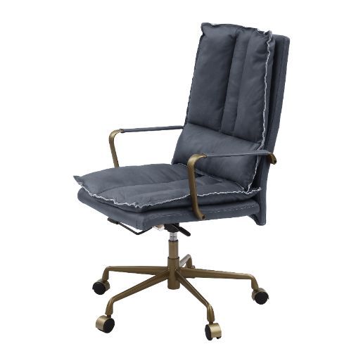 KD Adjustable Seat Height Upholstered Seat and Back Cushion Swivel Chair(360 Degree) Seat Cushion Thickness: 4-"<br/><br/><b>Product Features</b><ul><li>Case: 1Pc/1Ctn</li><li>Finish: Gray Leather</li><li>Style: Industrial</li><li>Materials: Composite Woo