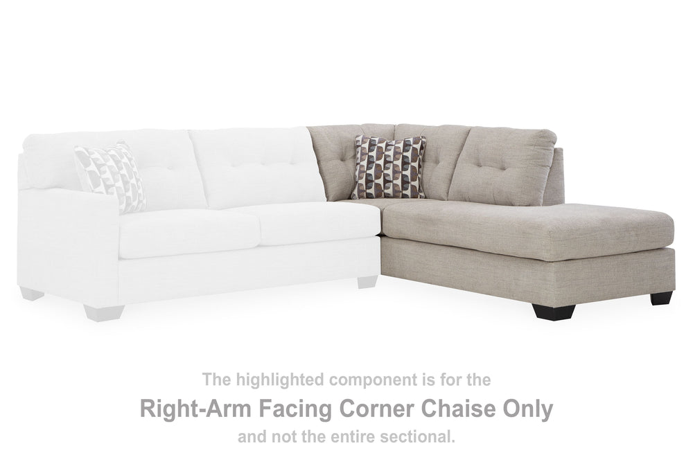 This right-arm facing corner chaise is made with polyester upholstery. Pairs with other items in the series to make a sectional.<br><br><b>Additional Dimensions</b><br><ul><li>Arm height: 25-"</li><li>Seat depth: 74-"</li><li>Seat height: 20-"</li><li>Top