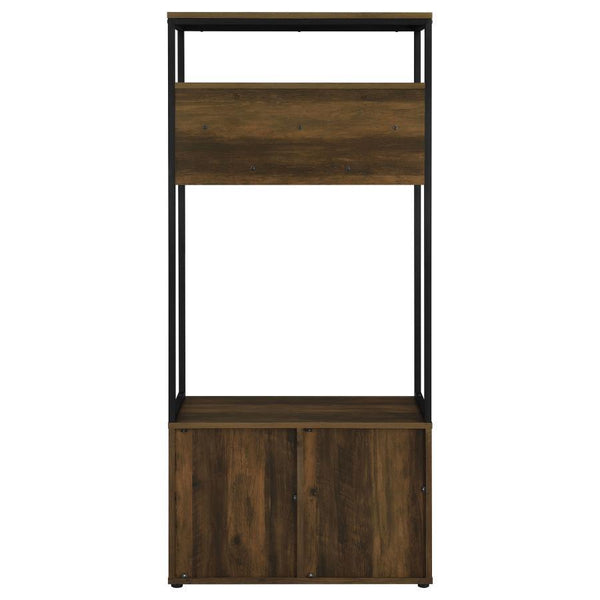 Quincy - 2 Door Coat Rack Hall Tree Storage Bench - Dark Pine