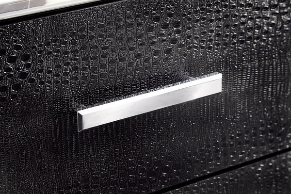 Kaydell - Black - King Upholstered Panel Bed with 2 Storage Drawers