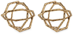 This sculpture is a cool and contemporary take on geometric design. Its interlocking rings, finished in a luxe antiqued brass tone, bring a sense of movement to your decor. An eye-catching complement to your existing accents, the boldly designed piece als