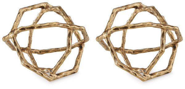 This sculpture is a cool and contemporary take on geometric design. Its interlocking rings, finished in a luxe antiqued brass tone, bring a sense of movement to your decor. An eye-catching complement to your existing accents, the boldly designed piece als