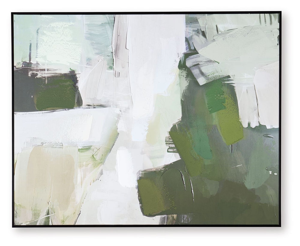 Looking to add a bold, modern statement to your wall? With an arresting abstract design in shades of green, gray and white, this wall art pairs perfectly with a range of contemporary styles. And the piece can hang four different ways, allowing you to easi