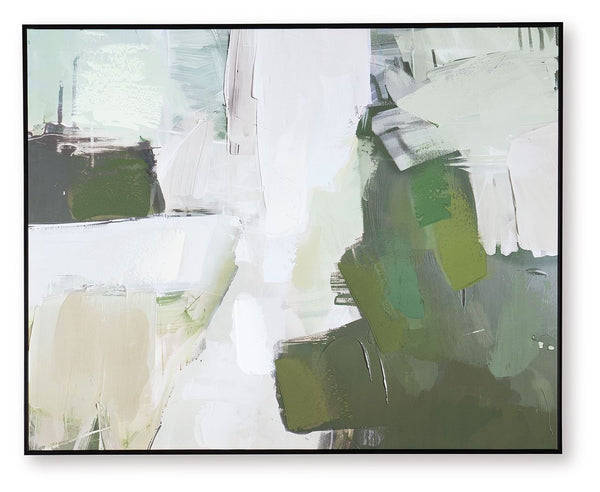 Looking to add a bold, modern statement to your wall? With an arresting abstract design in shades of green, gray and white, this wall art pairs perfectly with a range of contemporary styles. And the piece can hang four different ways, allowing you to easi