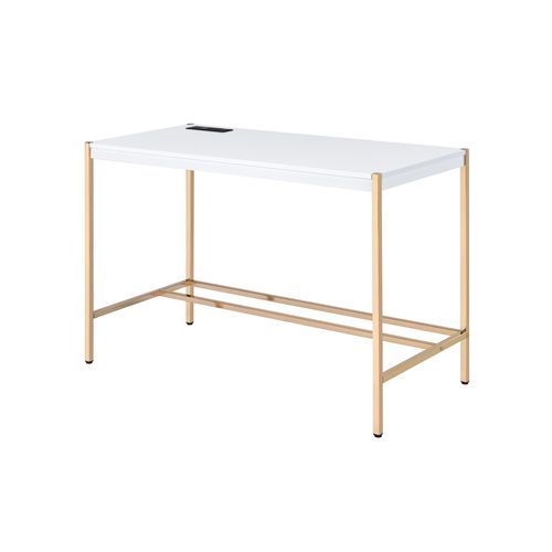 Midriaks - Writing Desk - White & Gold Finish