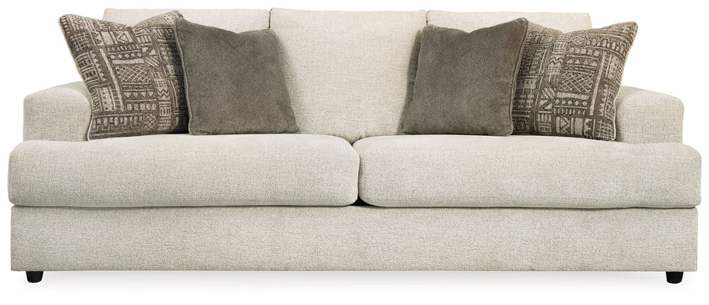 Flaunting a trendsetting silhouette, this sofa puts the contemporary in your contemporary home. Its â€œthree over twoâ€ profile eliminates the center seat cushion, giving you elongated plushness and deep seating. And the chunky chenille fabric satisfies 