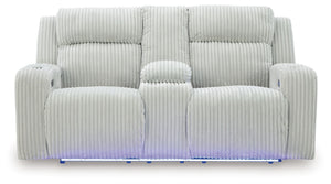 Forest Lake - Alloy - Power Reclining Loveseat With Console / Adj Headrest