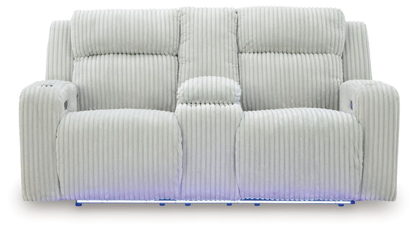 Forest Lake - Alloy - Power Reclining Loveseat With Console / Adj Headrest