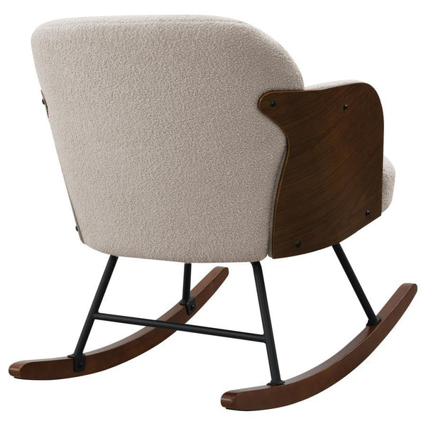 Paige - Boucle Upholstered Mid Back Rocking Chair - Beige