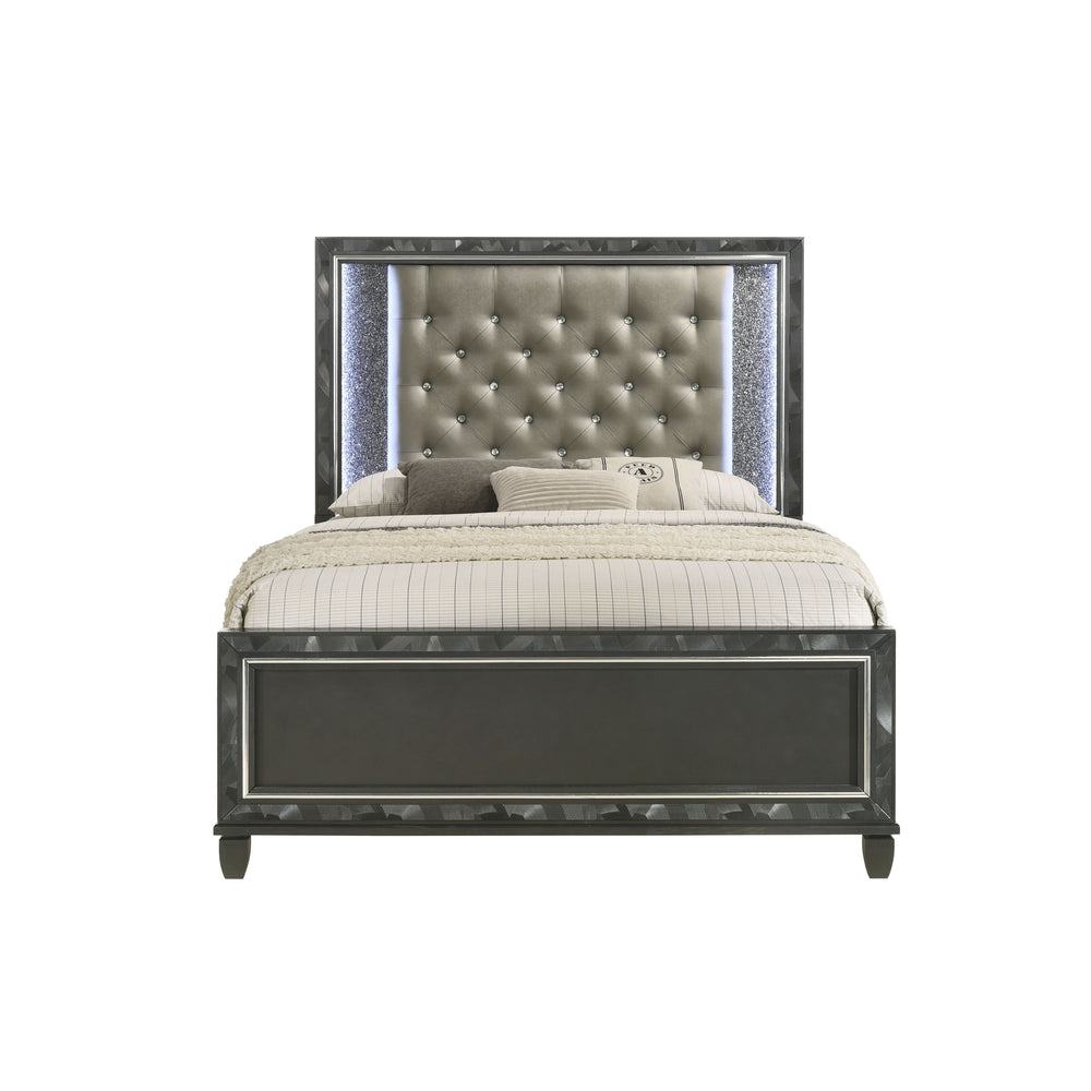 Discover the Radiance Queen Bed in Black Pearl, meticulously crafted for enduring stability and durability from a combination of Solid Rubberwood and manufactured woods. Its semi-gloss lacquer black pearl finish adds a silky, modern touch to this captivat