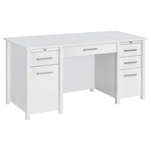 Create the perfect ergonomic home office setup with this contemporary lift top office desk. A smooth surface all around, this contemporary desk features clean lines and plenty of space for work or study. Spacious drawers help organize office files and ess