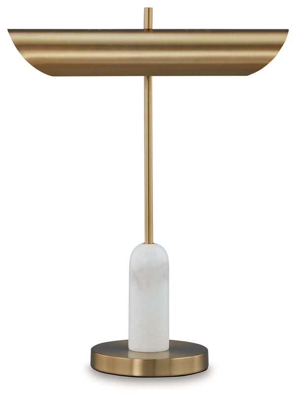 This desk lamp is a luxe take on everyday function. A combination of white marble and goldtone metal offers a sleek complement to your existing contemporary decor. Outfitted with USB-C charging so you can keep devices on hand, itâ€™s a chic companion to l