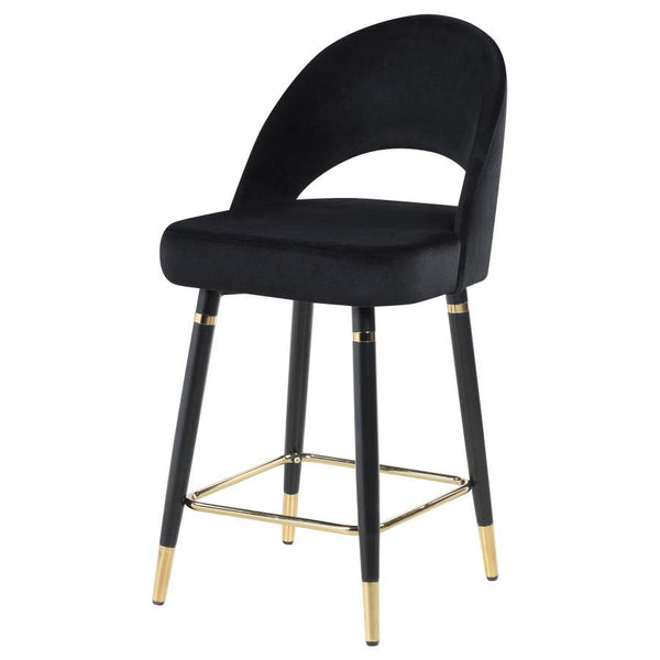Lindsey - Velvet Upholstered Counter Chair (Set of 2) - Black