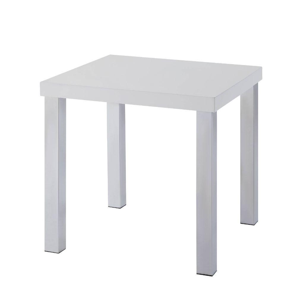 Harta - End Table - White High Gloss & Chrome - 22-"<br/><br/><b>Product Features</b><ul><li>Case: 1Pc/1Ctn</li><li>Finish: White High Gloss & Chrome</li><li>Style: Scandinavian</li><li>Materials: Wood, High Gloss</li></ul><br/>