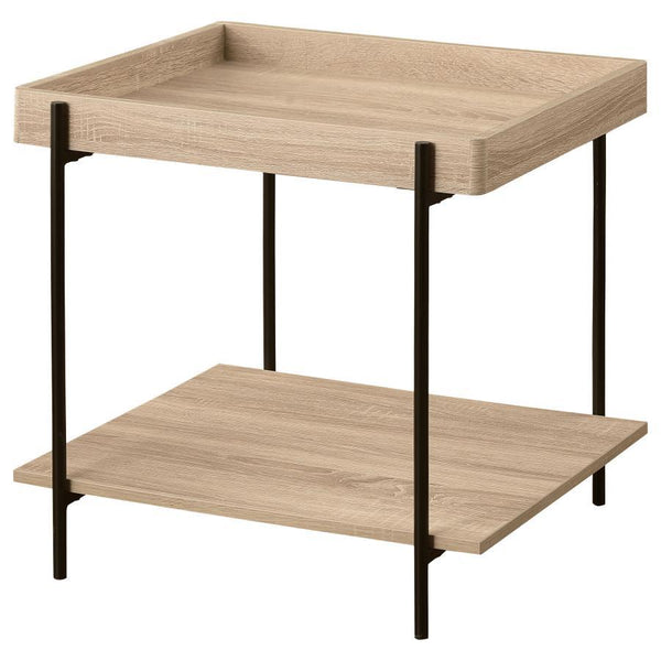 Fallon - Square Engineered Wood End Table - Light Brown