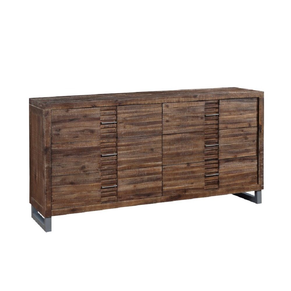 The Andria six Drawer Dresser features a stacked wood construction with a reclaimed oak finish. Metal legs help reflect the straight style lines of this piece while adding a little bit of industrial flair.<br/><br/><b>Product Features</b><ul><li>6 Drw</li