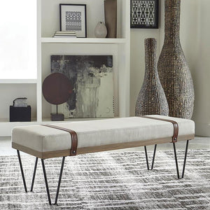  this bench marries a variety of design elements to make a statement. Classic colors