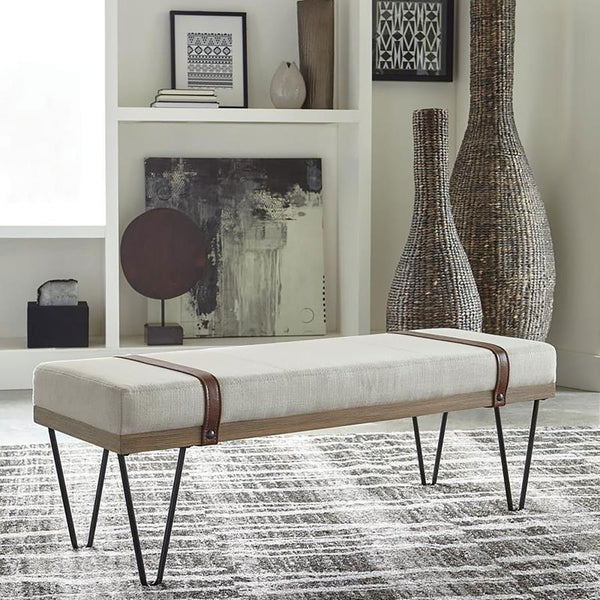  this bench marries a variety of design elements to make a statement. Classic colors