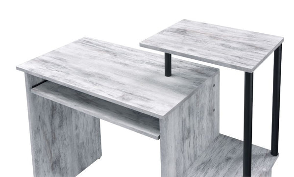  the wooden desk in rusitc wood finish makes your workplace natural and down to earth. It features two open storage compartments with a desktop shelf 