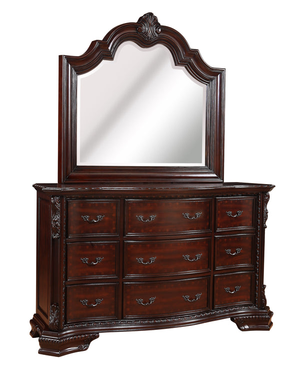  this bedroom ensemble exudes a timeless charm that instantly elevates the aesthetics of any sleeping quarters. Anchored by a majestic bed with an intricately designed