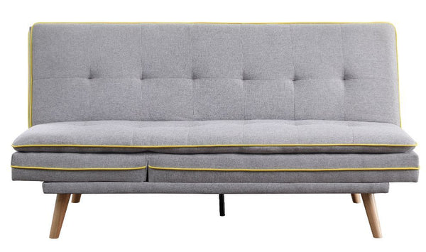 Savilla - Futon - Gray Linen & Oak Finish