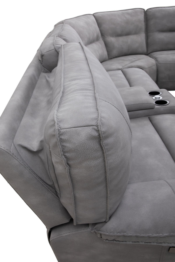 Gladiator - 7 Piece Modular Power Zero Gravity Reclining Sectional With Power Adjustable Headrests - Sky