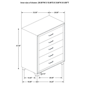 Melody - 5-Drawer Bedroom Chest - Pacific Blue