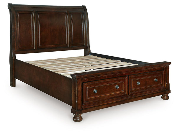 Porter - Rustic Brown - Queen Sleigh Storage Bed