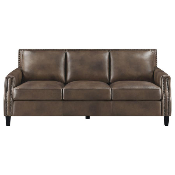 Leaton - Upholstered Recessed Arm Sofa - Brown Sugar