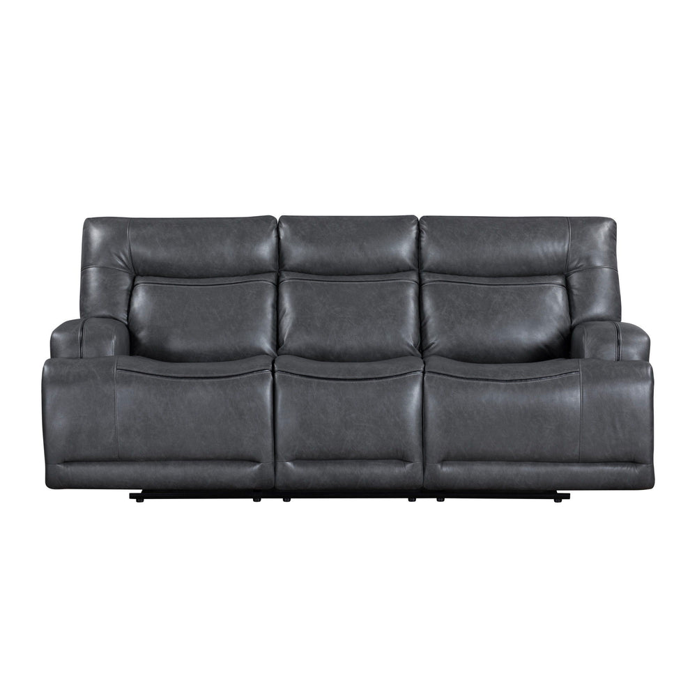 The Titan Reclining Sofa in gray is designed to offer the perfect combination of durability, comfort, and contemporary style. Built with hardwood plywood and engineered wood frames, this sturdy construction supports up to 350 lbs per seat, ensuring long-l