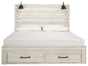 Cambeck - Whitewash - King Panel Bed with 2 Storage Drawers