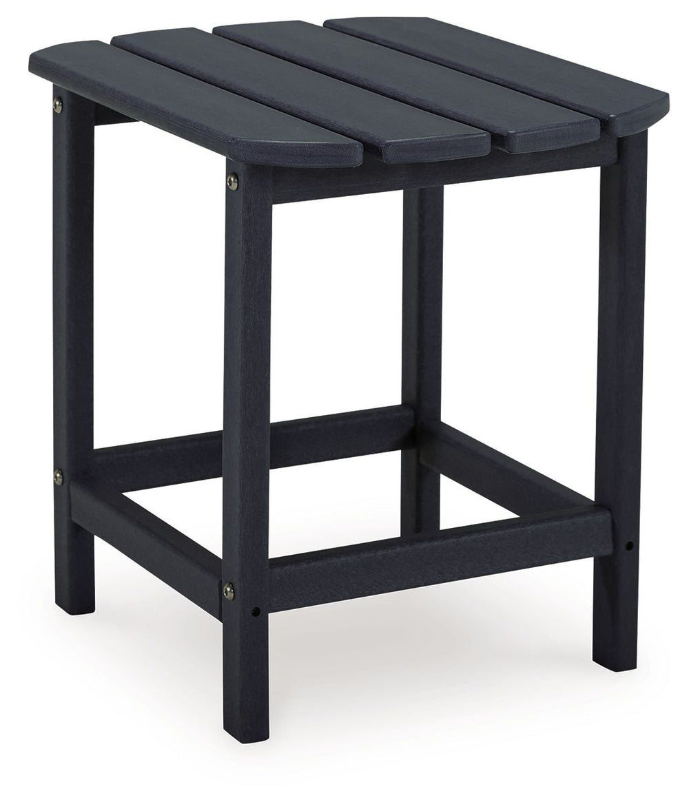Add cottage-quaint charm to your outdoor oasis with end table in black. Made of MEGA TUFFâ„¢ high-density polyethylene material, itâ€™s sure to weather the seasons beautifully. The ottoman-'s slatted styling with sloped shaping provides exceptional form a