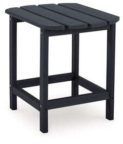 Add cottage-quaint charm to your outdoor oasis with end table in black. Made of MEGA TUFFâ„¢ high-density polyethylene material, itâ€™s sure to weather the seasons beautifully. The ottoman-'s slatted styling with sloped shaping provides exceptional form a