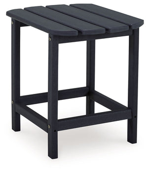 Add cottage-quaint charm to your outdoor oasis with end table in black. Made of MEGA TUFFâ„¢ high-density polyethylene material, itâ€™s sure to weather the seasons beautifully. The ottoman-'s slatted styling with sloped shaping provides exceptional form a