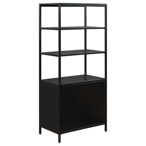 Amherst - 3-Shelf Radio Weave Cane Metal Accent Cabinet - Black