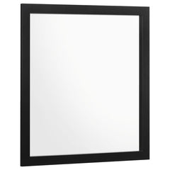 Top off your dresser with this simple and elegantly understated modern mirror. A sleek clean frame surrounds the edges of this rectangular mirror, offering a tall, vertical design against the walls. A smooth, black finish offers a striking contrast, but l