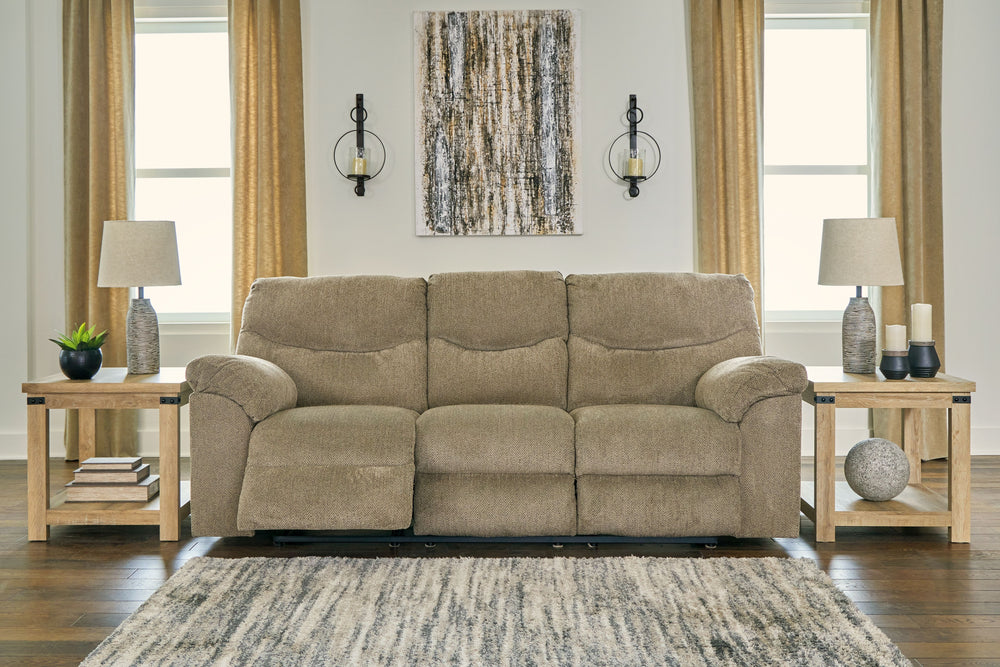 Sincere in its styling, this reclining sofa and loveseat invite a relaxed sensibility into your space. Its beige upholstery has a universal appeal, with pull-tab reclining making it easy to kick back in comfort. Providing high-quality functionality at an 