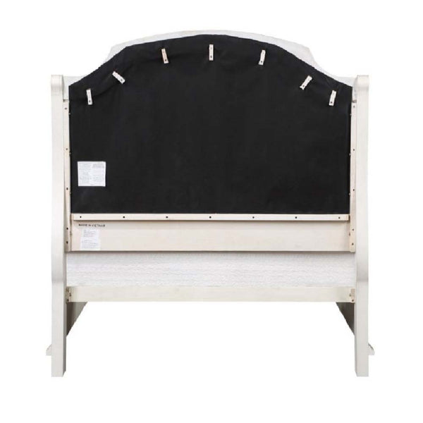 Jaqueline - Ek Bed With Storage - Light Gray Linen & Antique White Finish