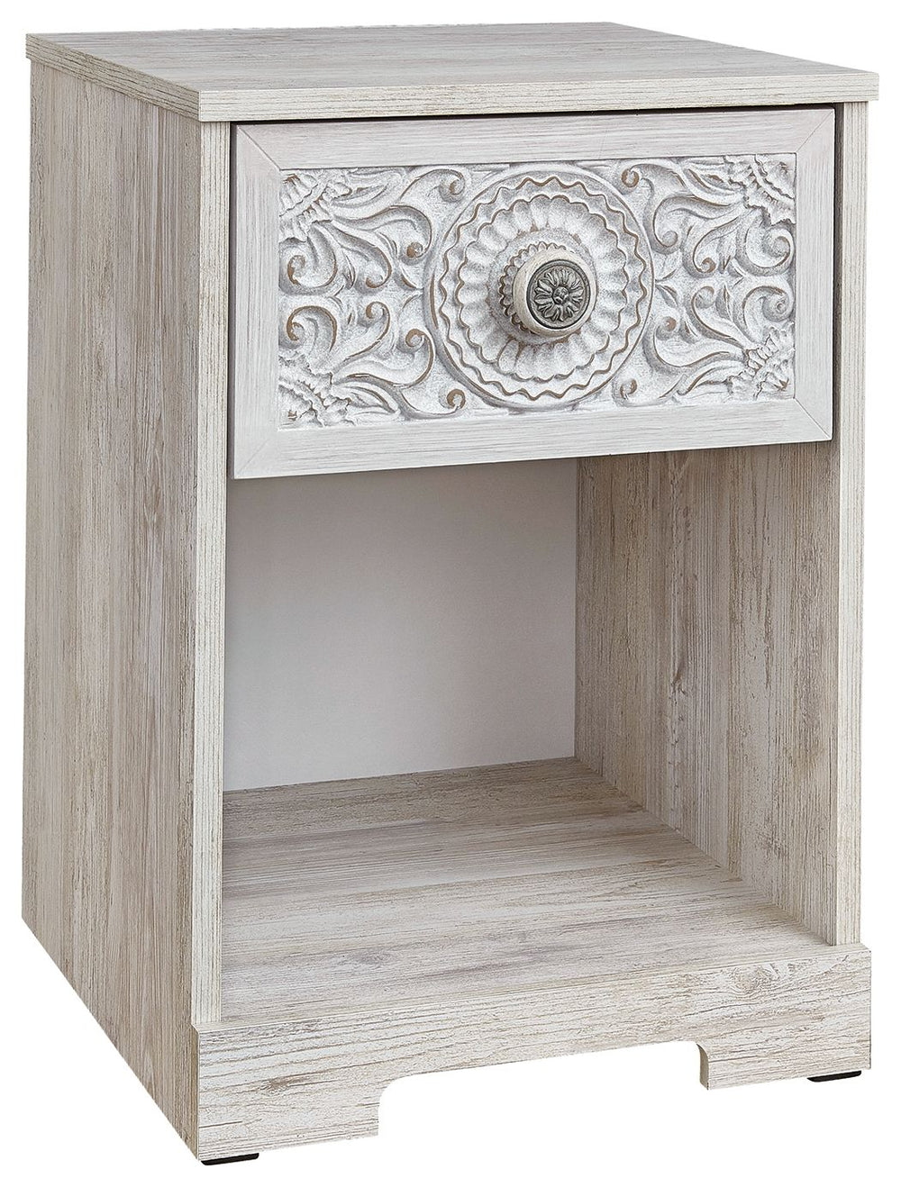 If it-'s coastal chic or cottage quaint style you long for, this whitewashed nightstand invites you to go to town. Its distinctive weatherworn finish conveys an easy-breezy sensibility, perfect for a restful bedroom retreat. Tastefully edited lines and a 