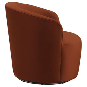 Joyce - Upholstered Barrel Back Swivel Chair - Burnt Orange