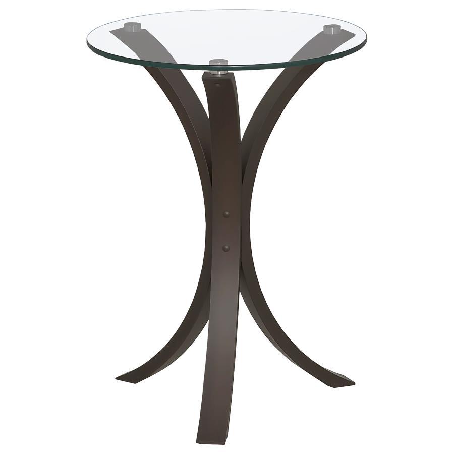This contemporary side table enhances any living space with its sleek, minimalist design. Featuring a durable, clear tempered glass top, it provides a sturdy and stylish surface for your essentials. The elegantly curved frame, crafted from engineered wood