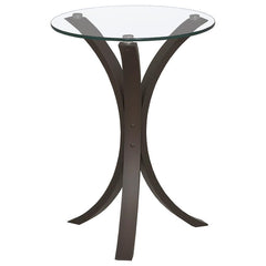 This contemporary side table enhances any living space with its sleek, minimalist design. Featuring a durable, clear tempered glass top, it provides a sturdy and stylish surface for your essentials. The elegantly curved frame, crafted from engineered wood