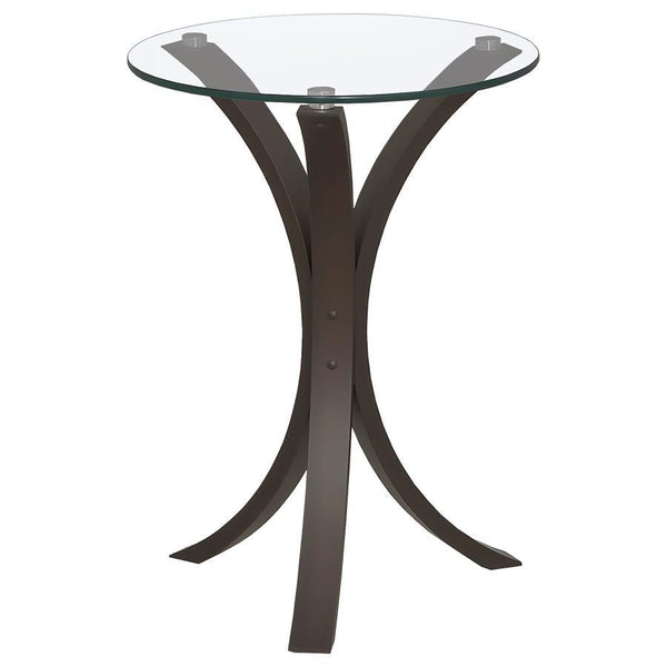 This contemporary side table enhances any living space with its sleek, minimalist design. Featuring a durable, clear tempered glass top, it provides a sturdy and stylish surface for your essentials. The elegantly curved frame, crafted from engineered wood