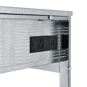 Myles - Vanity Desk - Antique White & Chrome Finish