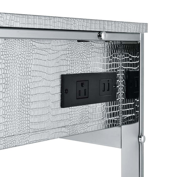 Myles - Vanity Desk - Antique White & Chrome Finish