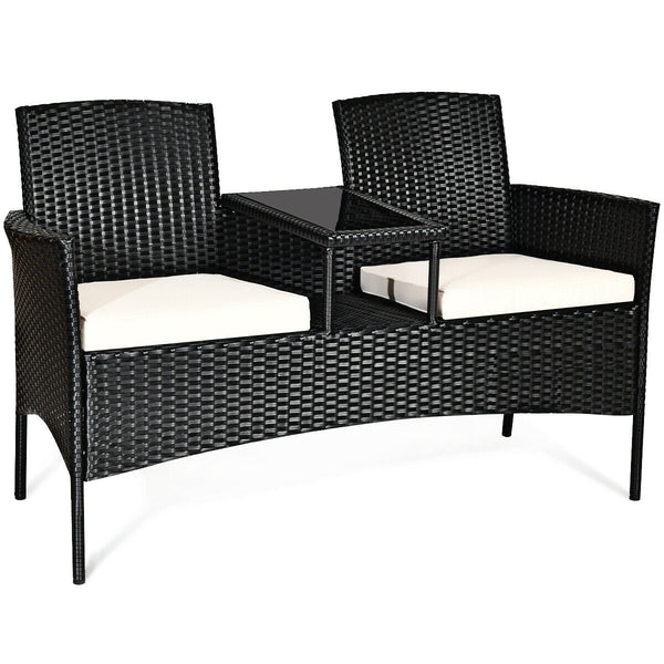 Rugged steel frame is durable and sturdy<br>High-quality rattan is weather-resistant and fade-resistant<br>Tempered glass table top is fixed by powerful suckers<br>Soft seat cushions is filled with high-density sponge<br>The zippered cover is removable an