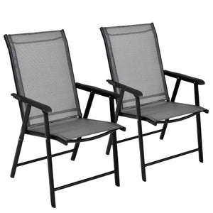 Metal powder coating frame is easy to clean<br>Chair can be used indoors and outdoors<br>2 ergonomic armrests for comfortable arm placement<br>Set of 2 chairs has good abrasion and water resistance<br>Set of 2 chairs is in fabric that can withstand bad we