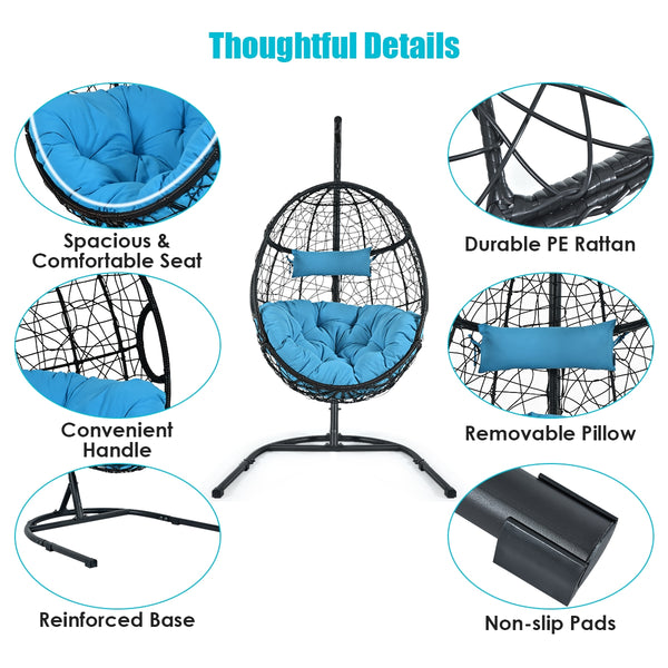 Rugged frame ensure the stability<br>Combined with non-slip pads for increased stability<br>Comfortable pillow and cushion are included for enhanced comfort<br>Safety hook and hanging chain provide better balance<br>Widely used indoor or outdoor<br>Relax 